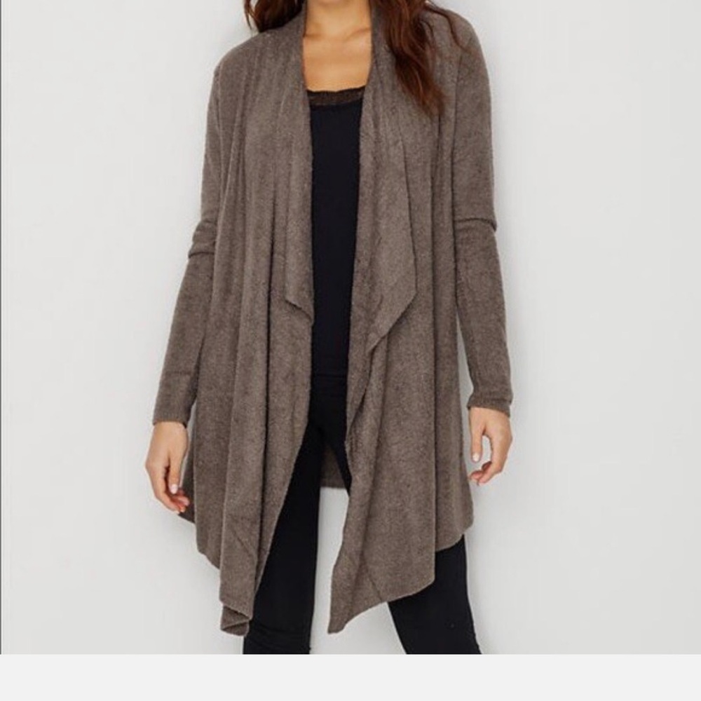 Barefoot Dreams SET Bamboo Chic Lite Womens Brown Open Front Cardigan and Pants